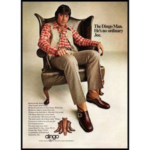 1971 Dingo Boots Joe Namath Vintage Print Ad Wing Chair Wall Art Photo